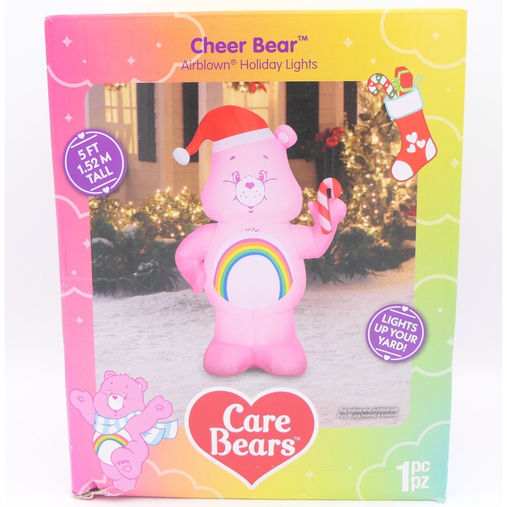 Gemmy Care Bears Cheer Bear Airblown Holiday Light Up Inflatable 5 ft Tall Decor